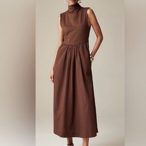 🐻 J CREW Mock Neck Maxi Dress with Poplin Skirt.